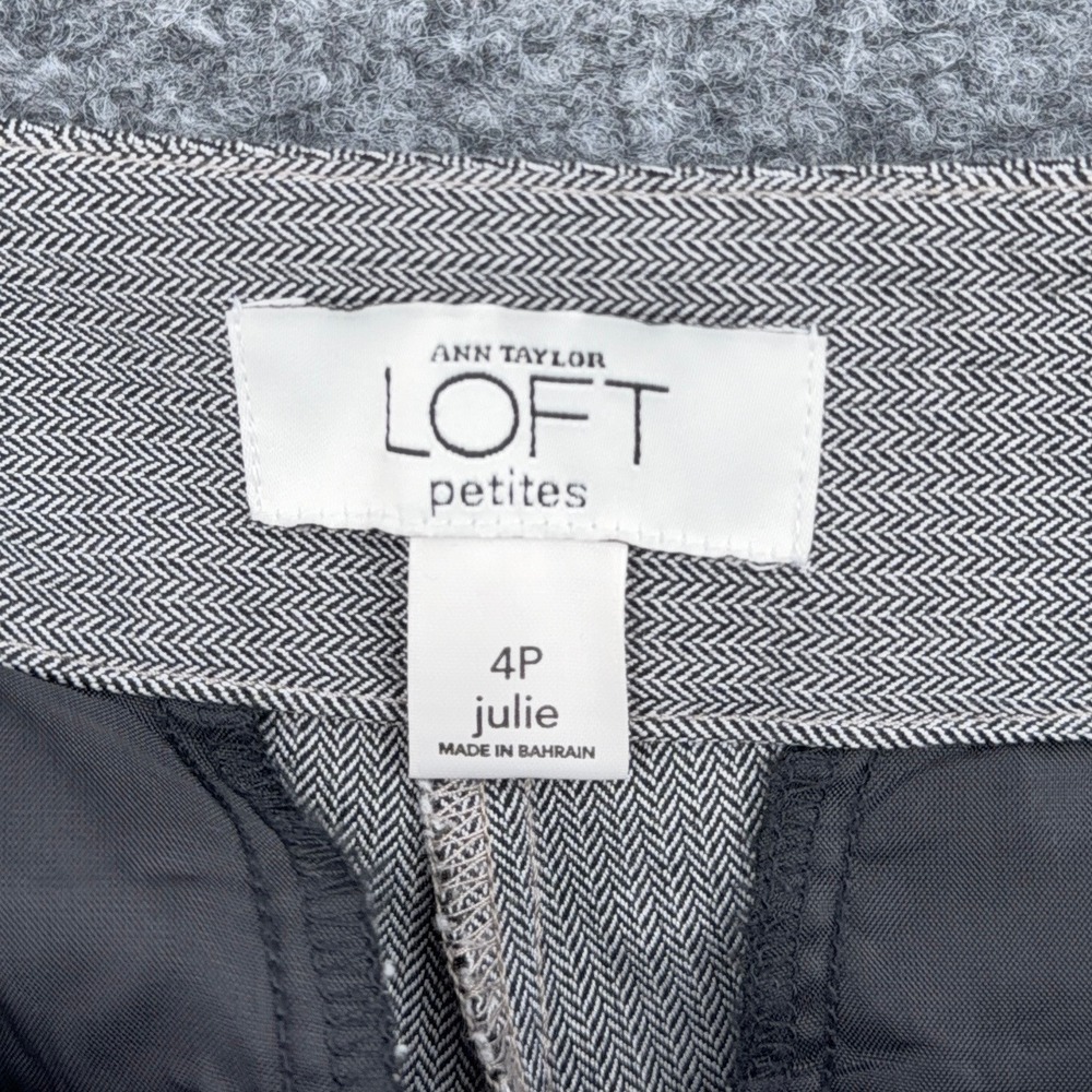 Ann Taylor LOFT Julie Cropped Pants Women 4P Herringbone Gray - Picture 3 of 7